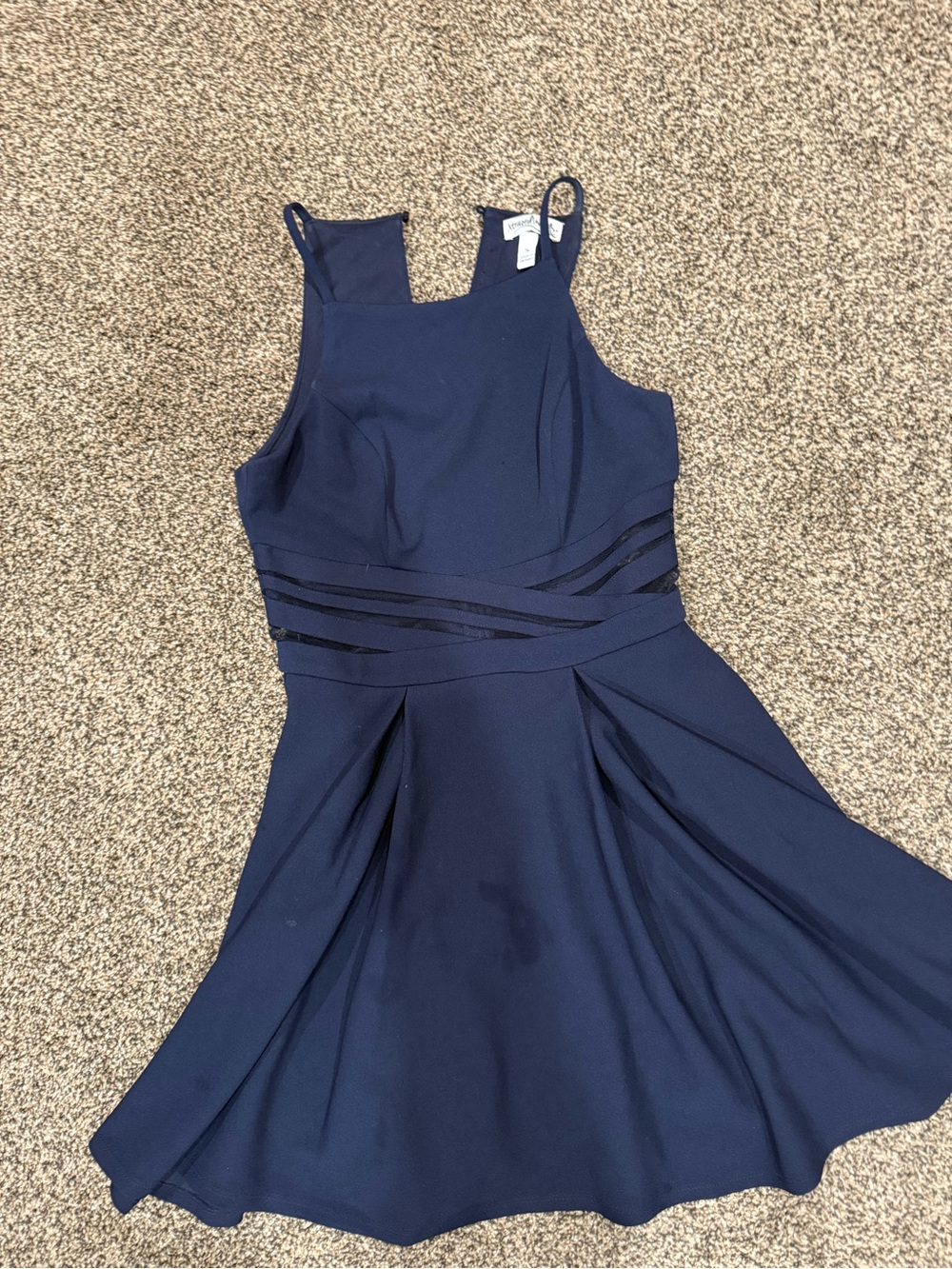 Women's Navy Fit & Flare Dress with Waistband Detail